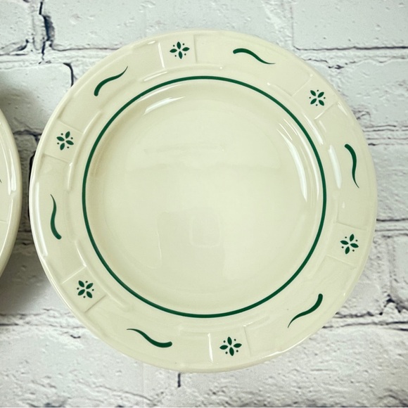 Longaberger Pottery Heritage Green Bread & Butter Plates Set of 2 - Picture 4 of 6